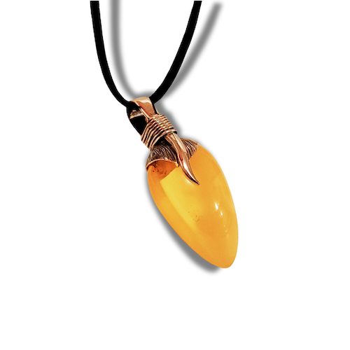 Click to view detail for HW-4019 Pendant, Lemon Amber Teardrop, Large Bail, Silver $110